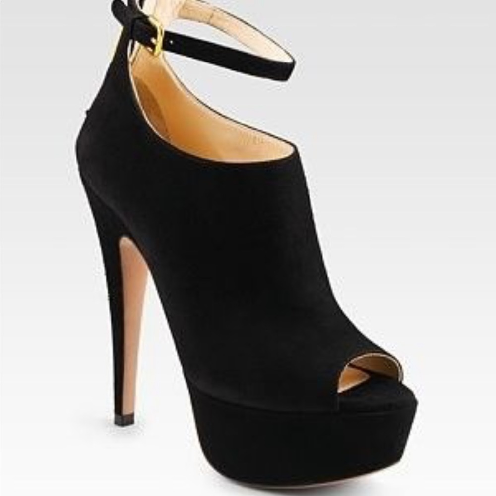 Prada Suede High Heel Booties with ankle strap